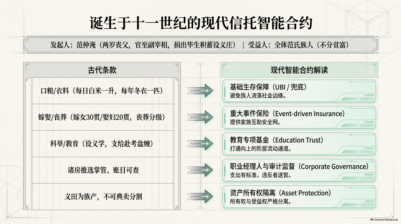 范氏义庄古代条款与现代保障、教育、治理和资产隔离机制的对照